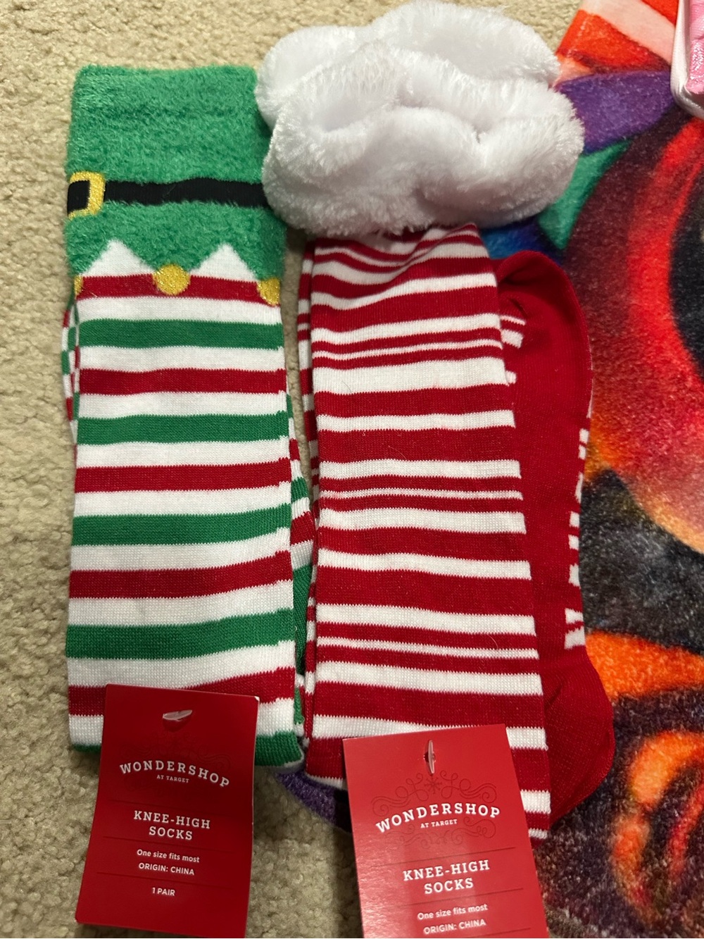 Bundle Wondershop womens/teens Festive Knee-High Socks - Red, Green, White